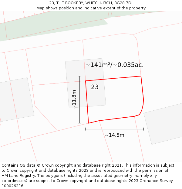23, THE ROOKERY, WHITCHURCH, RG28 7DL: Plot and title map
