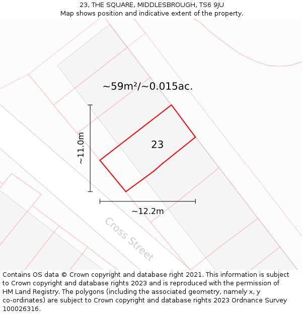 23, THE SQUARE, MIDDLESBROUGH, TS6 9JU: Plot and title map