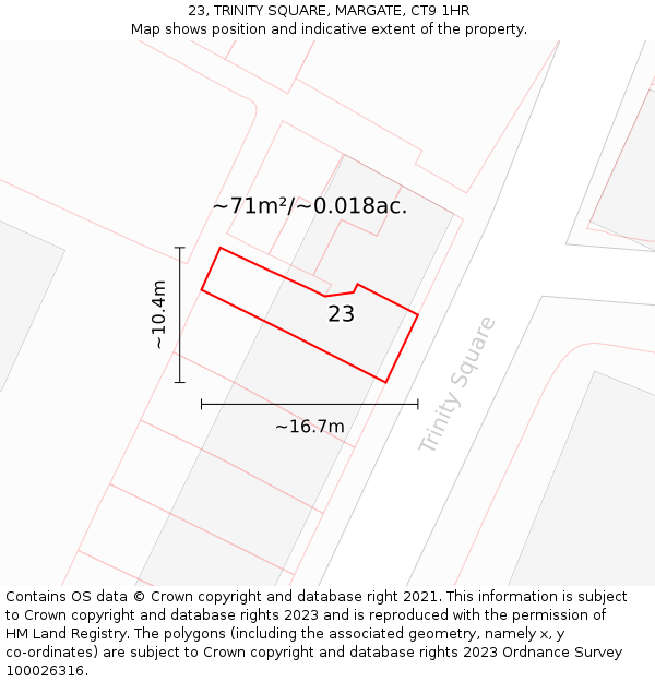 23, TRINITY SQUARE, MARGATE, CT9 1HR: Plot and title map