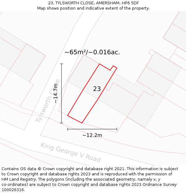 23, TYLSWORTH CLOSE, AMERSHAM, HP6 5DF: Plot and title map