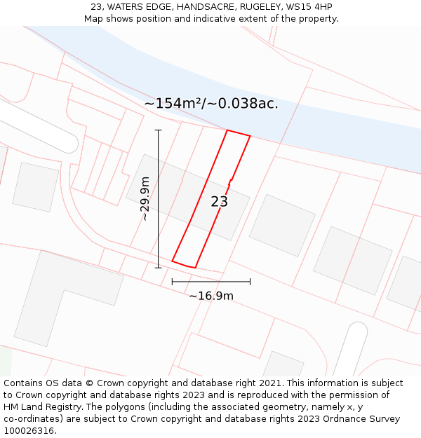 23, WATERS EDGE, HANDSACRE, RUGELEY, WS15 4HP: Plot and title map