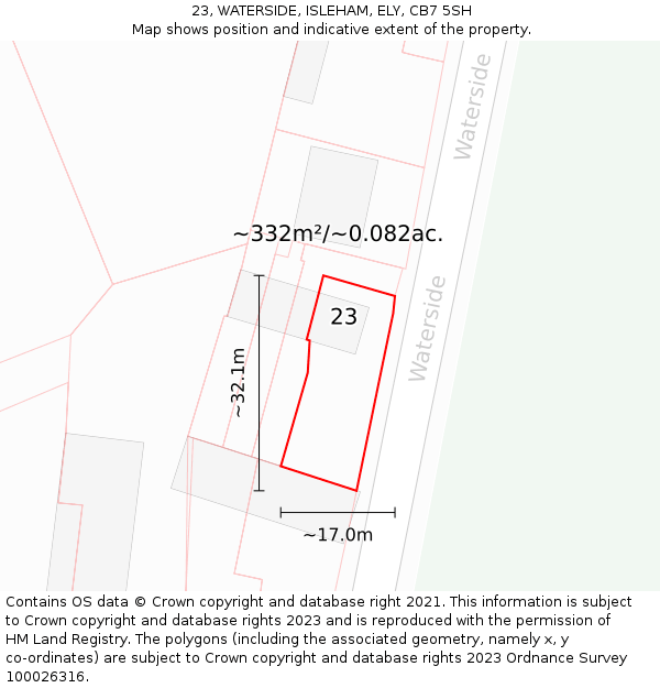 23, WATERSIDE, ISLEHAM, ELY, CB7 5SH: Plot and title map