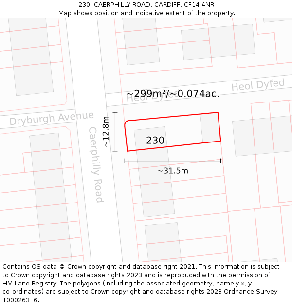 230, CAERPHILLY ROAD, CARDIFF, CF14 4NR: Plot and title map