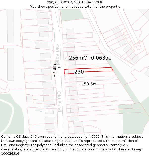 230, OLD ROAD, NEATH, SA11 2ER: Plot and title map