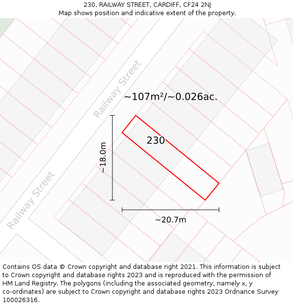 230, RAILWAY STREET, CARDIFF, CF24 2NJ: Plot and title map