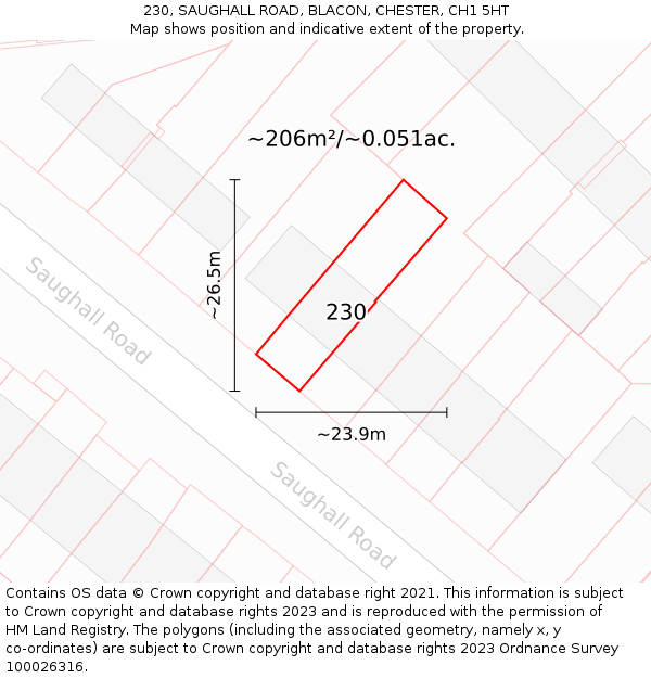 230, SAUGHALL ROAD, BLACON, CHESTER, CH1 5HT: Plot and title map