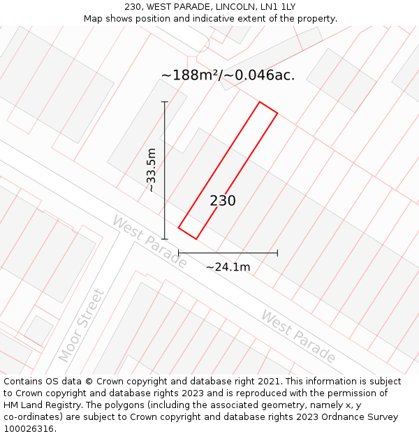 230, WEST PARADE, LINCOLN, LN1 1LY: Plot and title map