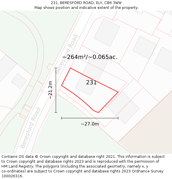 231, BERESFORD ROAD, ELY, CB6 3WW: Plot and title map
