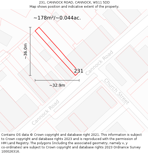 231, CANNOCK ROAD, CANNOCK, WS11 5DD: Plot and title map