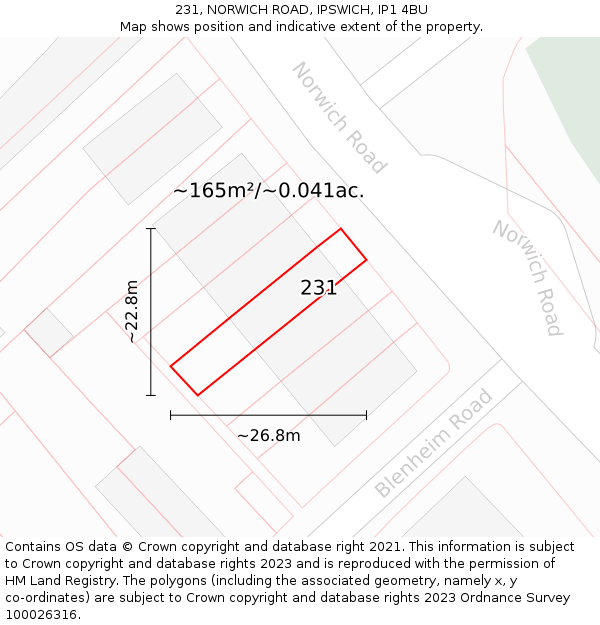 231, NORWICH ROAD, IPSWICH, IP1 4BU: Plot and title map