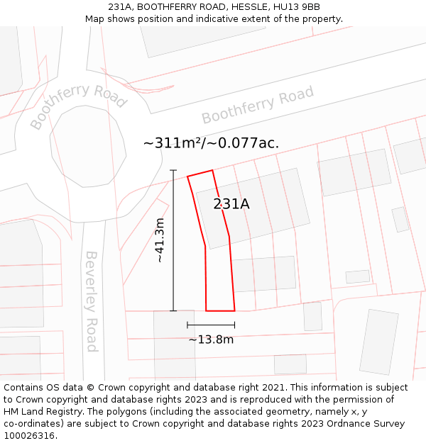 231A, BOOTHFERRY ROAD, HESSLE, HU13 9BB: Plot and title map