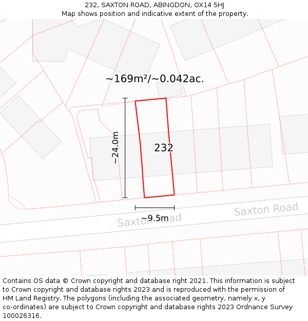 232, SAXTON ROAD, ABINGDON, OX14 5HJ: Plot and title map