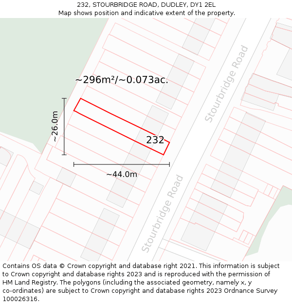 232, STOURBRIDGE ROAD, DUDLEY, DY1 2EL: Plot and title map