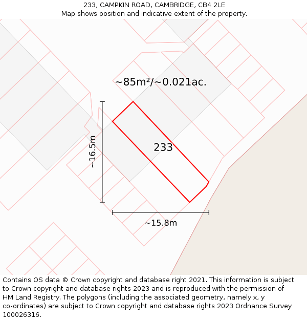 233, CAMPKIN ROAD, CAMBRIDGE, CB4 2LE: Plot and title map