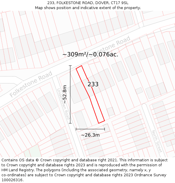 233, FOLKESTONE ROAD, DOVER, CT17 9SL: Plot and title map
