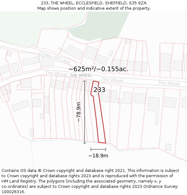 233, THE WHEEL, ECCLESFIELD, SHEFFIELD, S35 9ZA: Plot and title map