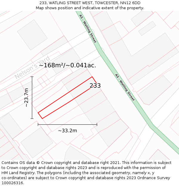 233, WATLING STREET WEST, TOWCESTER, NN12 6DD: Plot and title map