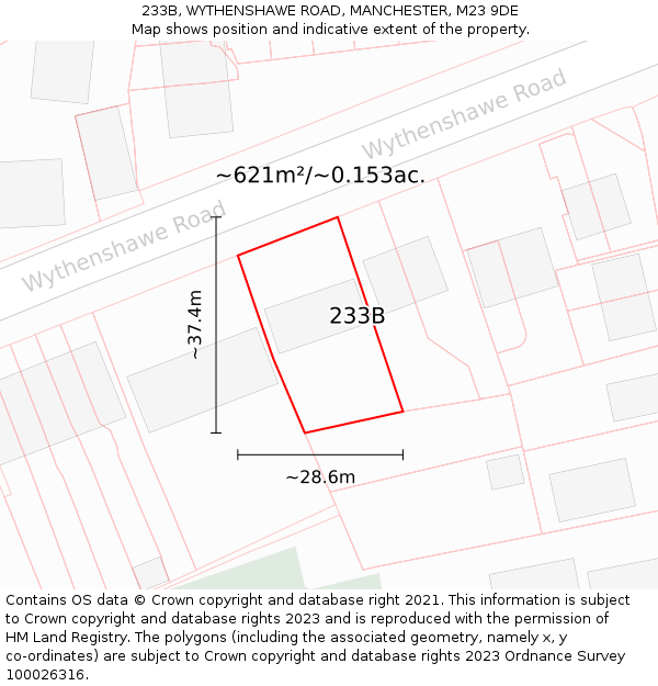 233B, WYTHENSHAWE ROAD, MANCHESTER, M23 9DE: Plot and title map