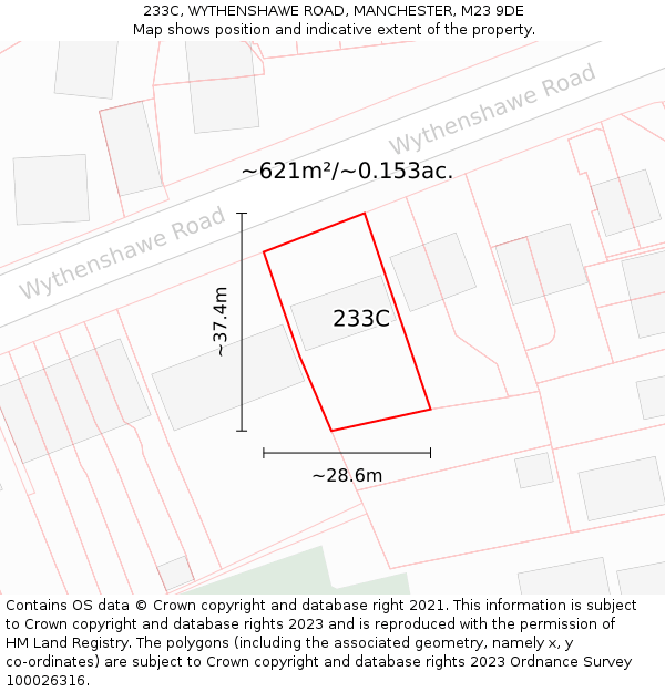 233C, WYTHENSHAWE ROAD, MANCHESTER, M23 9DE: Plot and title map