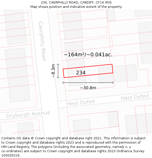 234, CAERPHILLY ROAD, CARDIFF, CF14 4NS: Plot and title map