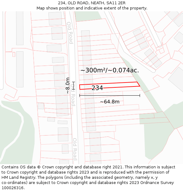 234, OLD ROAD, NEATH, SA11 2ER: Plot and title map