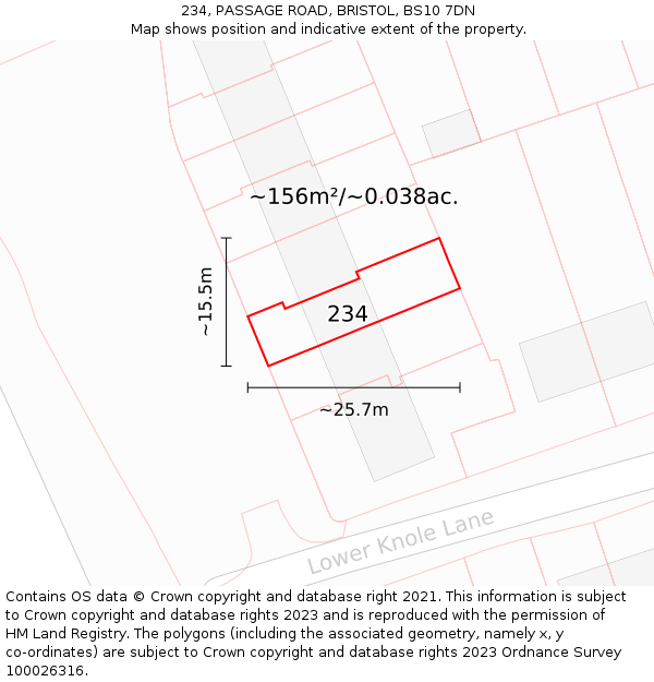 234, PASSAGE ROAD, BRISTOL, BS10 7DN: Plot and title map