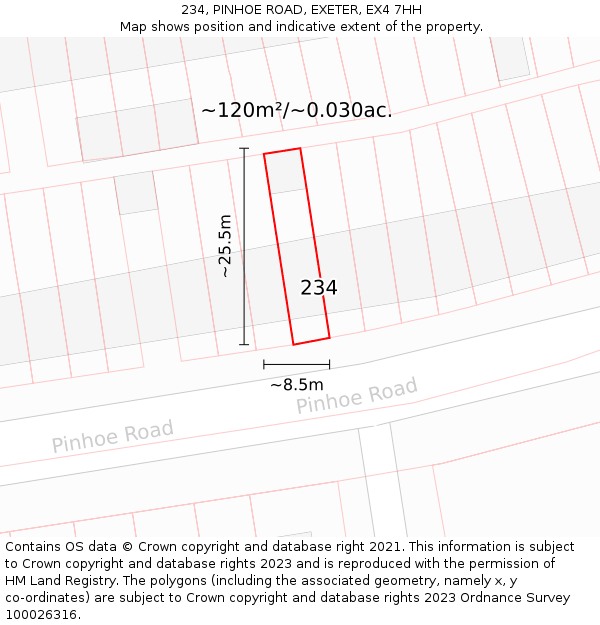 234, PINHOE ROAD, EXETER, EX4 7HH: Plot and title map