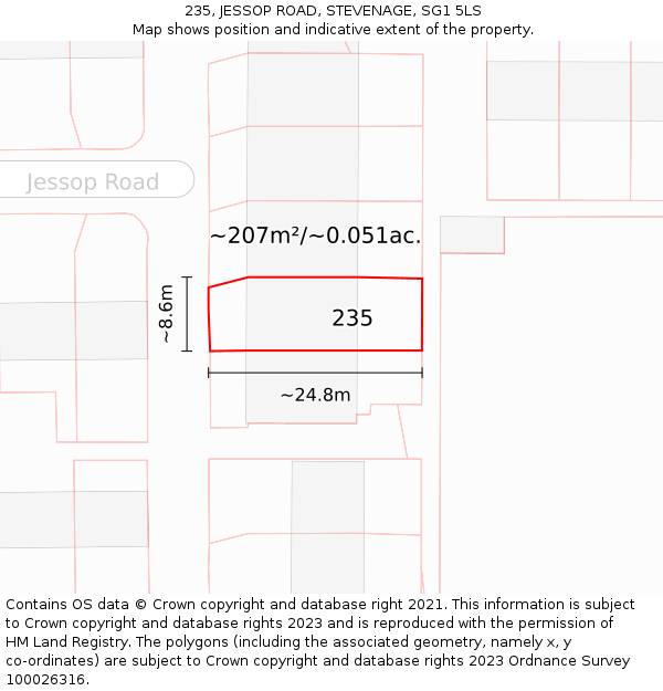 235, JESSOP ROAD, STEVENAGE, SG1 5LS: Plot and title map