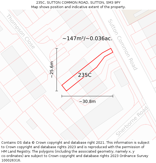 235C, SUTTON COMMON ROAD, SUTTON, SM3 9PY: Plot and title map