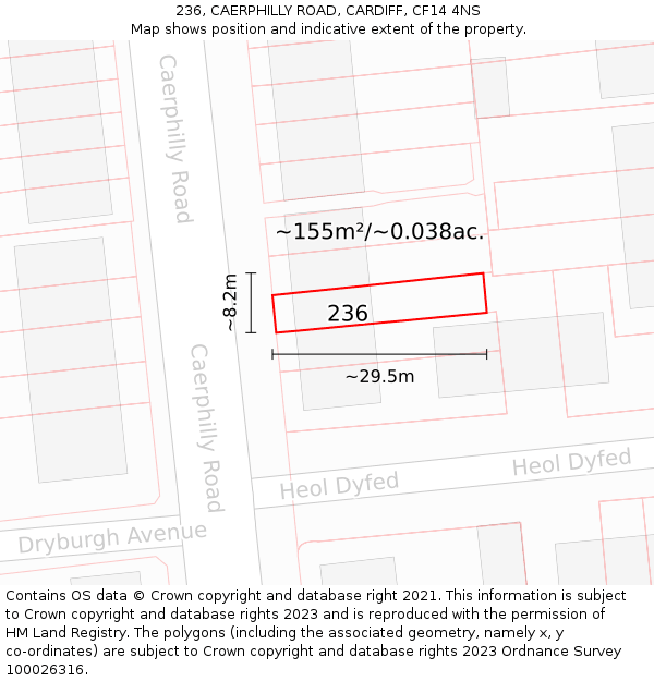 236, CAERPHILLY ROAD, CARDIFF, CF14 4NS: Plot and title map
