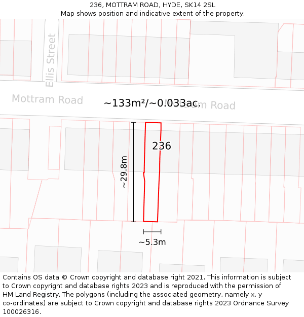 236, MOTTRAM ROAD, HYDE, SK14 2SL: Plot and title map