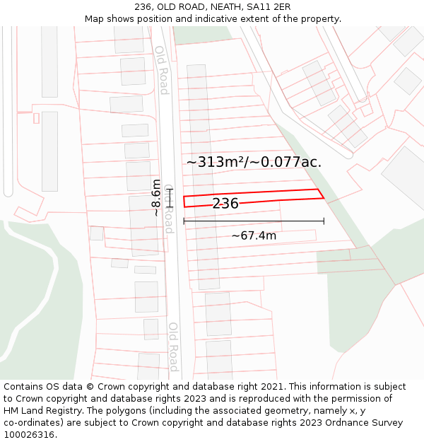 236, OLD ROAD, NEATH, SA11 2ER: Plot and title map