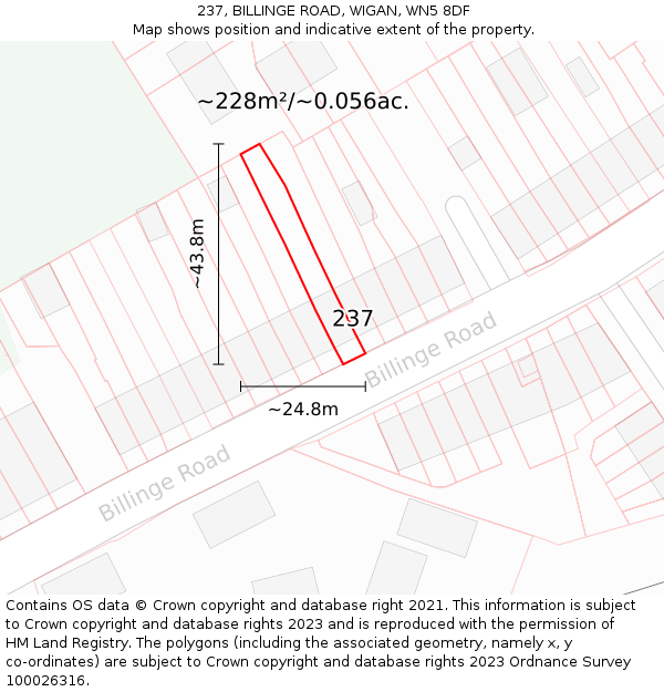 237, BILLINGE ROAD, WIGAN, WN5 8DF: Plot and title map