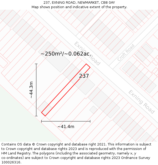 237, EXNING ROAD, NEWMARKET, CB8 0AY: Plot and title map