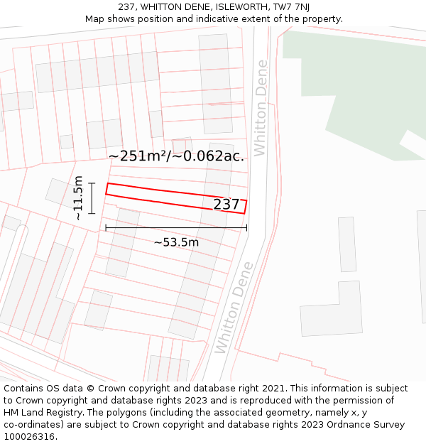 237, WHITTON DENE, ISLEWORTH, TW7 7NJ: Plot and title map