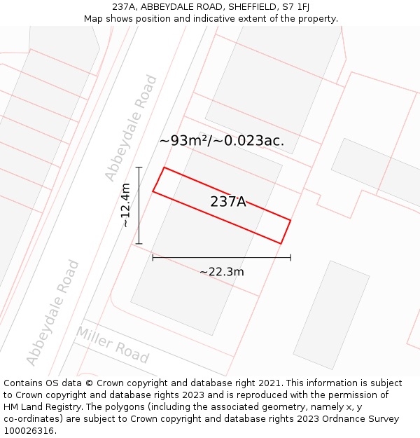237A, ABBEYDALE ROAD, SHEFFIELD, S7 1FJ: Plot and title map