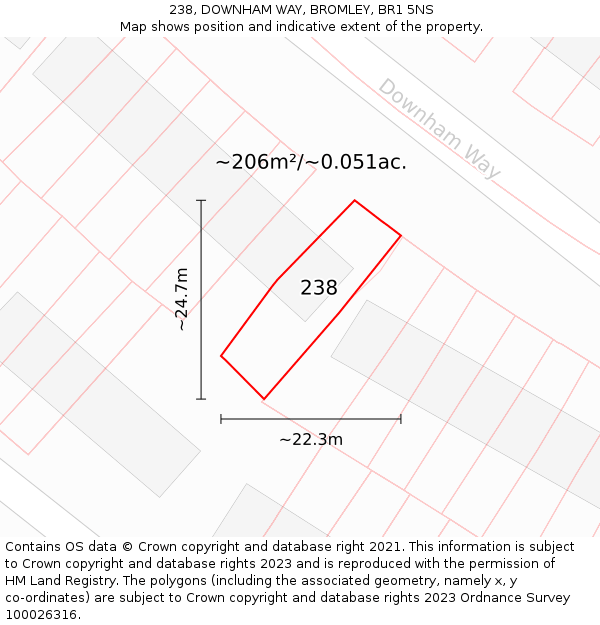 238, DOWNHAM WAY, BROMLEY, BR1 5NS: Plot and title map