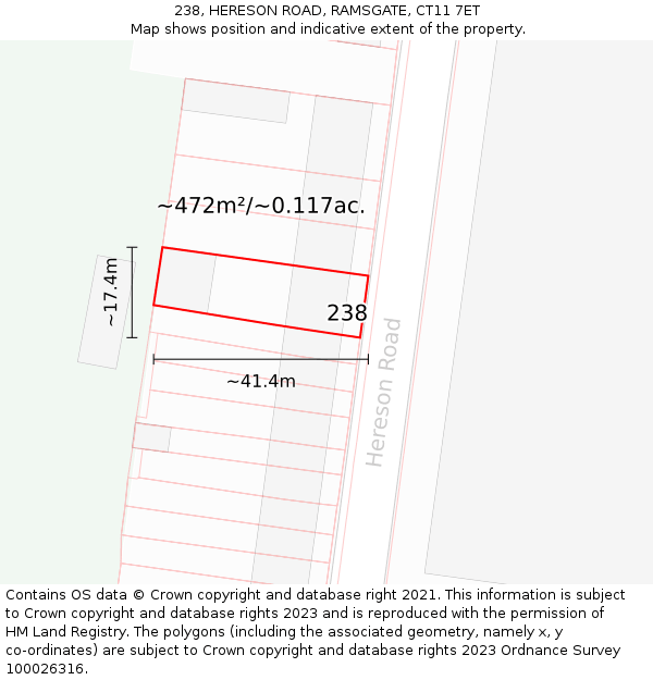 238, HERESON ROAD, RAMSGATE, CT11 7ET: Plot and title map