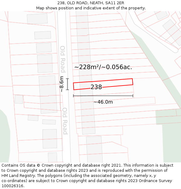 238, OLD ROAD, NEATH, SA11 2ER: Plot and title map
