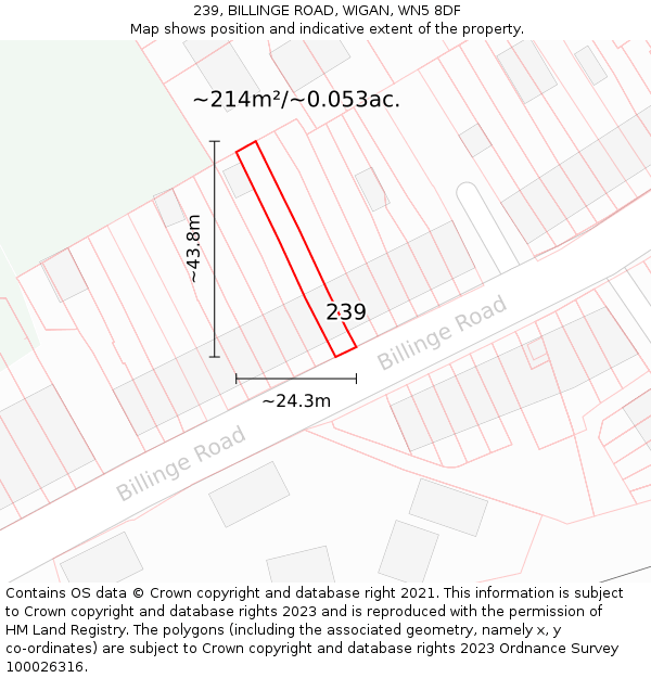 239, BILLINGE ROAD, WIGAN, WN5 8DF: Plot and title map