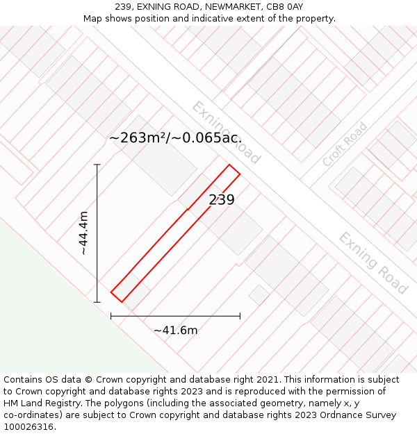 239, EXNING ROAD, NEWMARKET, CB8 0AY: Plot and title map