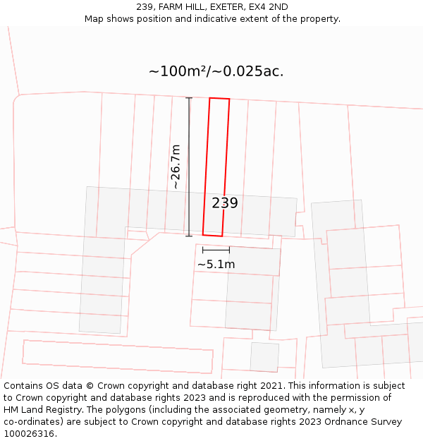 239, FARM HILL, EXETER, EX4 2ND: Plot and title map