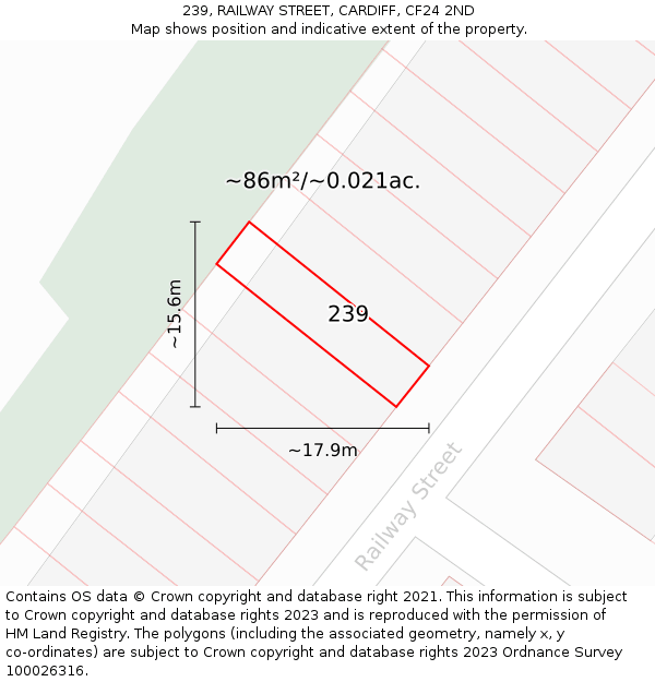 239, RAILWAY STREET, CARDIFF, CF24 2ND: Plot and title map