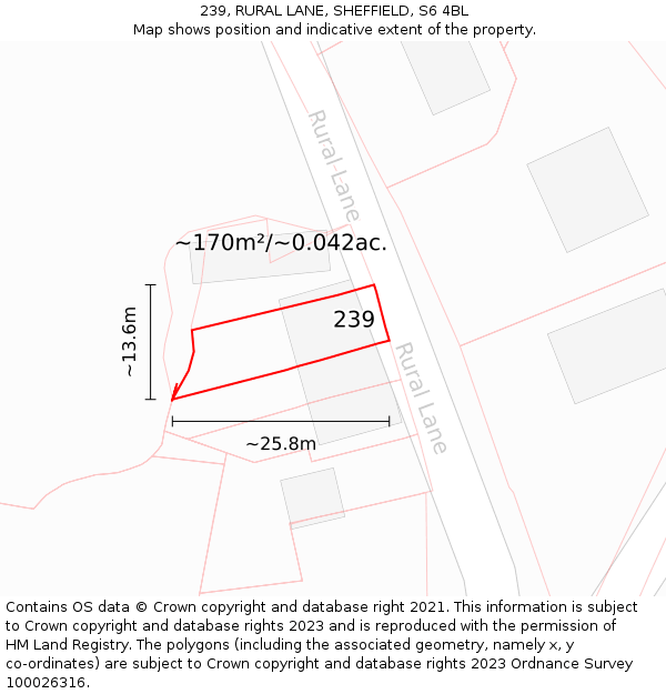 239, RURAL LANE, SHEFFIELD, S6 4BL: Plot and title map
