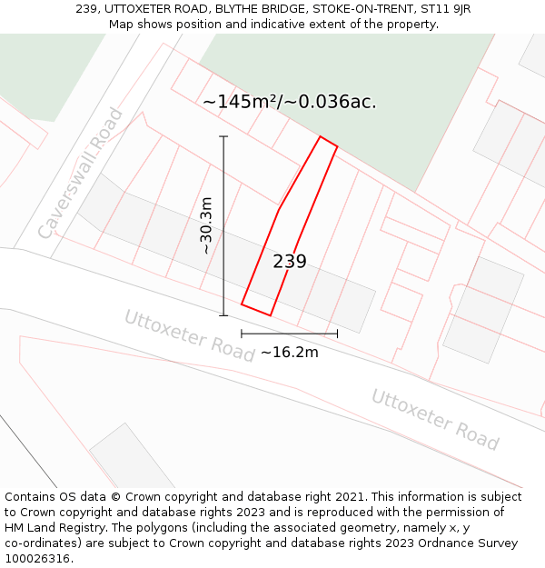 239, UTTOXETER ROAD, BLYTHE BRIDGE, STOKE-ON-TRENT, ST11 9JR: Plot and title map