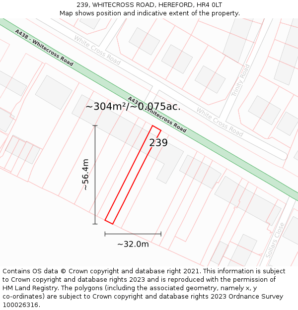 239, WHITECROSS ROAD, HEREFORD, HR4 0LT: Plot and title map