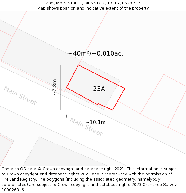 23A, MAIN STREET, MENSTON, ILKLEY, LS29 6EY: Plot and title map