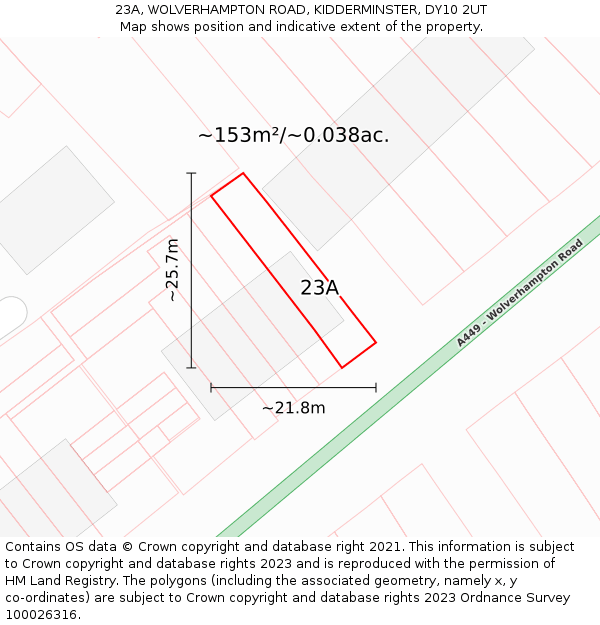 23A, WOLVERHAMPTON ROAD, KIDDERMINSTER, DY10 2UT: Plot and title map