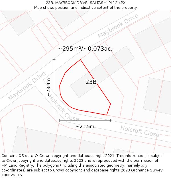 23B, MAYBROOK DRIVE, SALTASH, PL12 4PX: Plot and title map