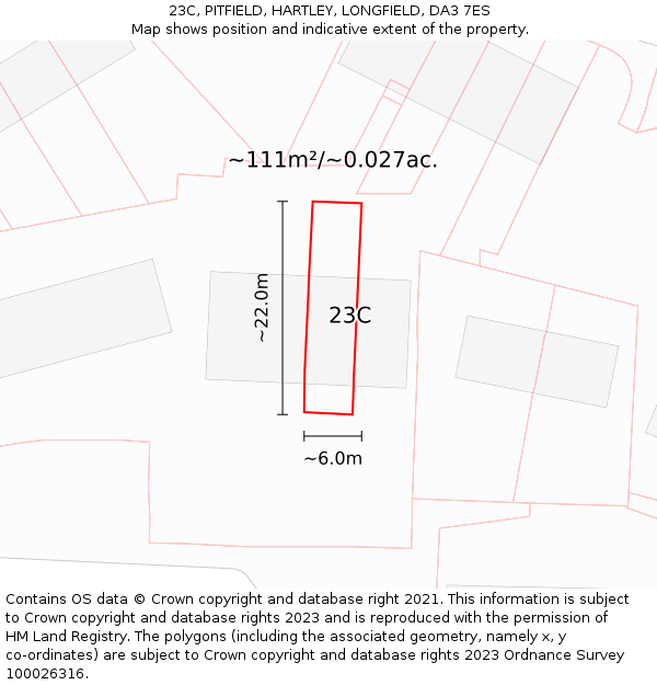 23C, PITFIELD, HARTLEY, LONGFIELD, DA3 7ES: Plot and title map